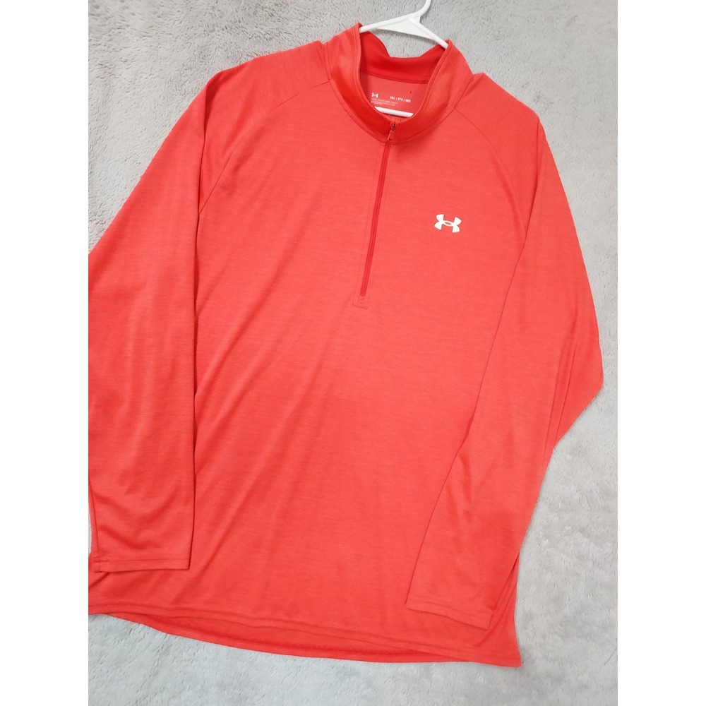 Under Armour Pullover Men 3XL Tech 2.0 1/2 Zip Activewear Salmon Jersey Training